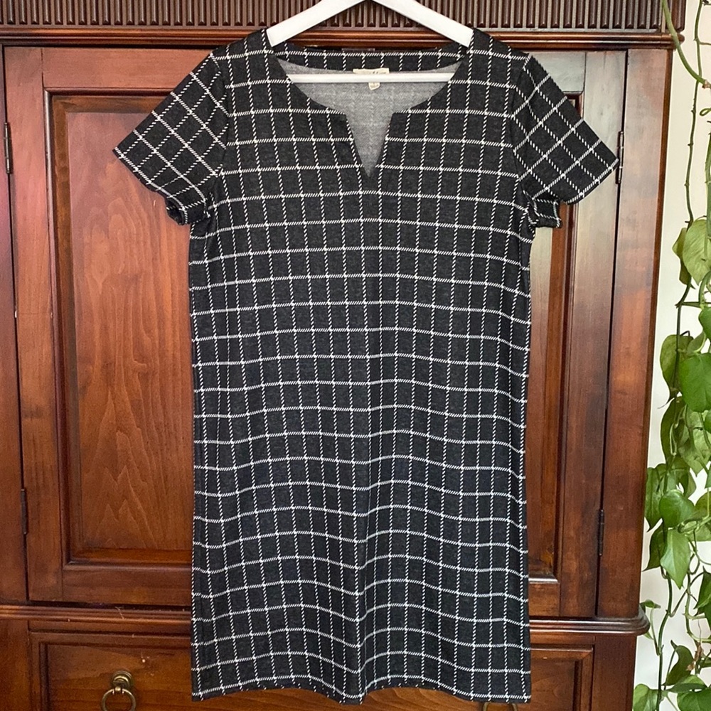 Jane and Delancey cotton / poly stretch windowpane check dress Fall